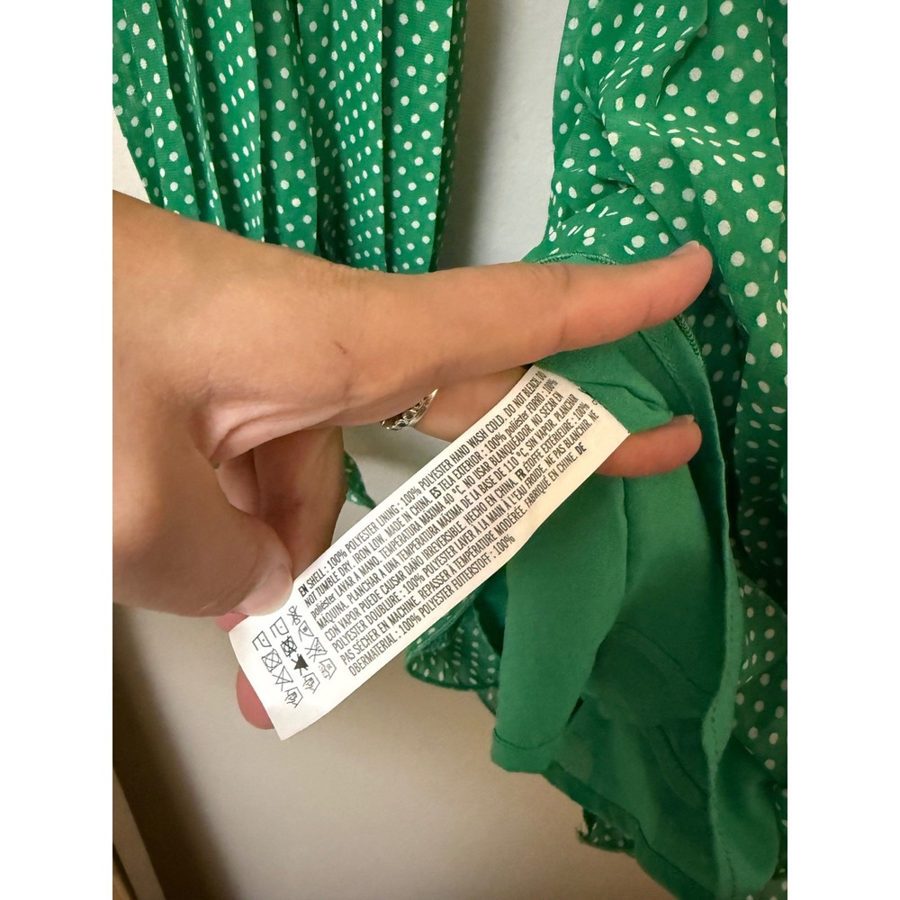 Endless Rose Green Polka Dot Pleated Long Sleeve Wide Leg Romper with Tie Waist - Picture 8 of 16
